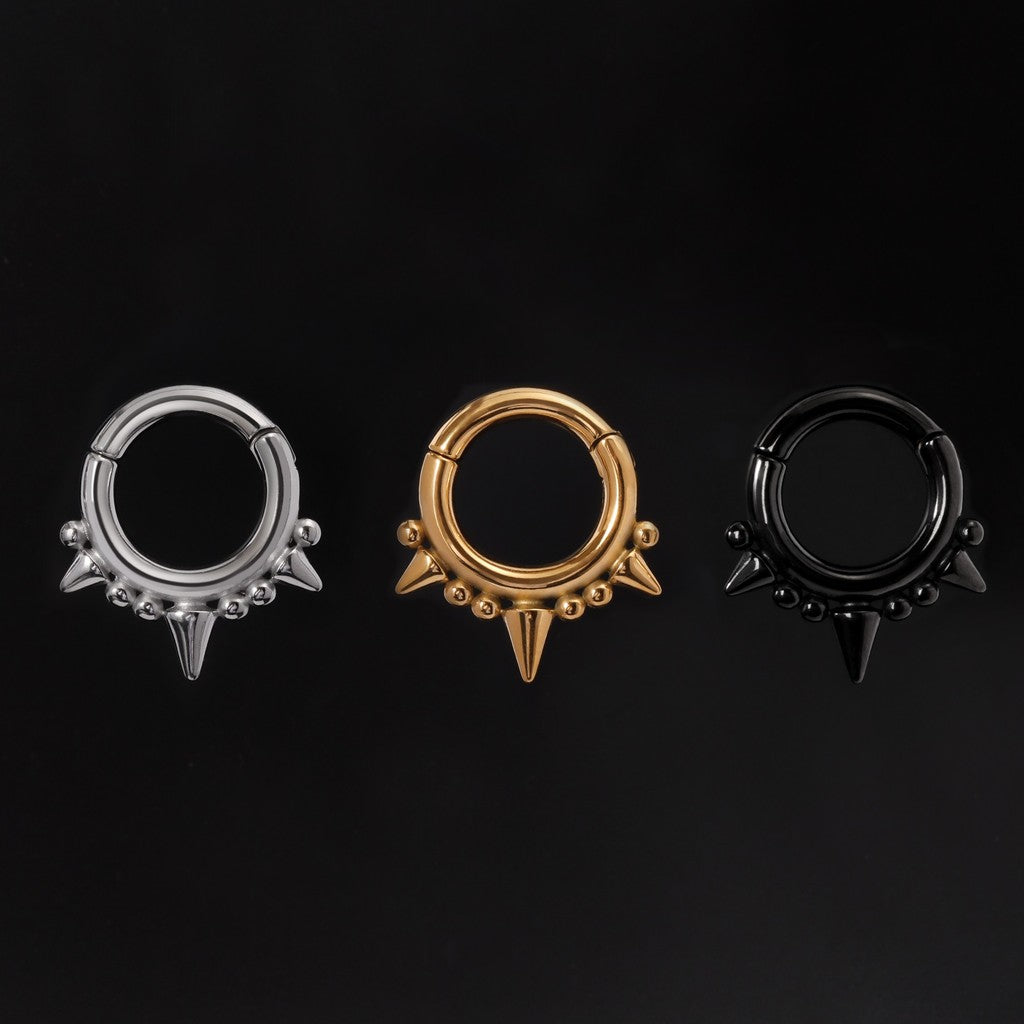 Black Spiked Ear Weights/ 2 Gauges Jewelry/ Stretched Ears Steel/ Ear Plugs/ Hinged Ear Weights Hoop/ Ear Tunnels