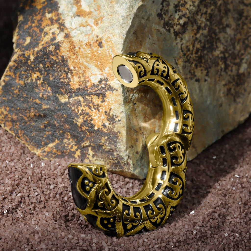 Filigree Pattern Ear Weights Golden/ 6mm Ear Lobe Hanger/ 2G Ear Weight Gauges For Stretched Ears/ Vintage Plug Earring/ Heavy Gauges jewelry