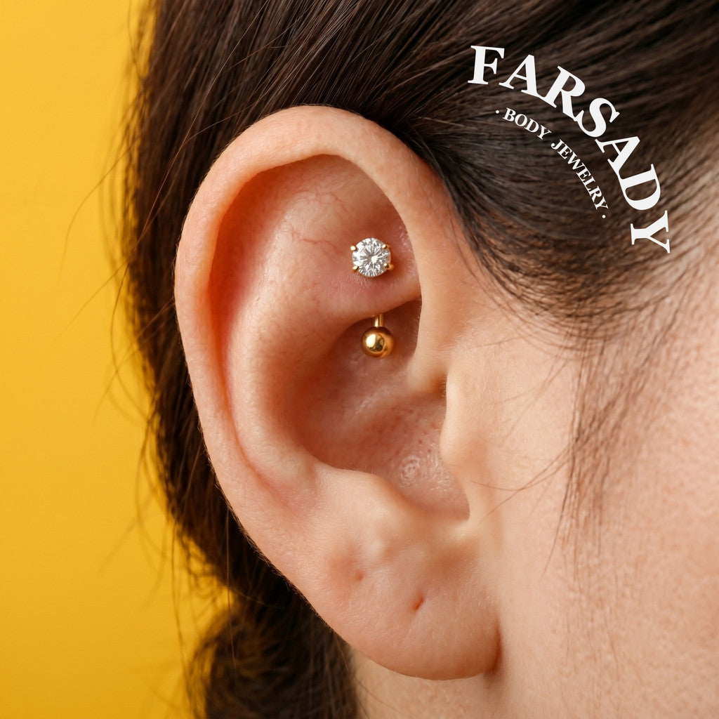 F136 Titanium Curved Barbell Post - 16G Threadless Rook Piercing Bar