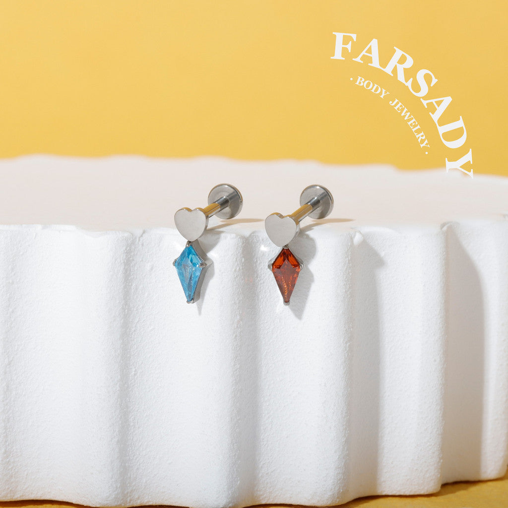 Polaris Gem Teardrop - F136 Titanium Colorful CZ Dangle Charm / Interchangeable Hoop Earring Pendant for Helix Daith Cartilage Piercing