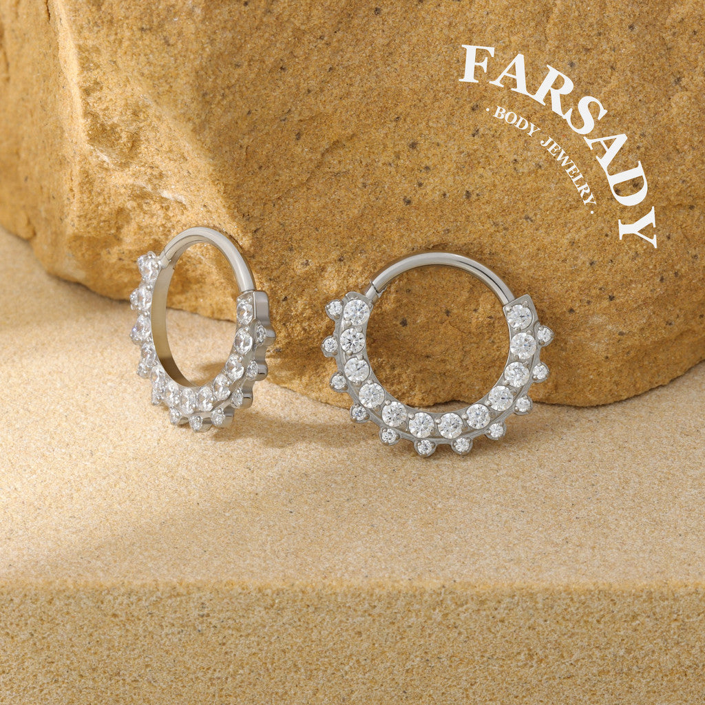 Star Wreath - ASTM F136 Titanium Hinged Clicker Hoop / Fits 16G Septum Ring Helix Conch Cartilage Earring