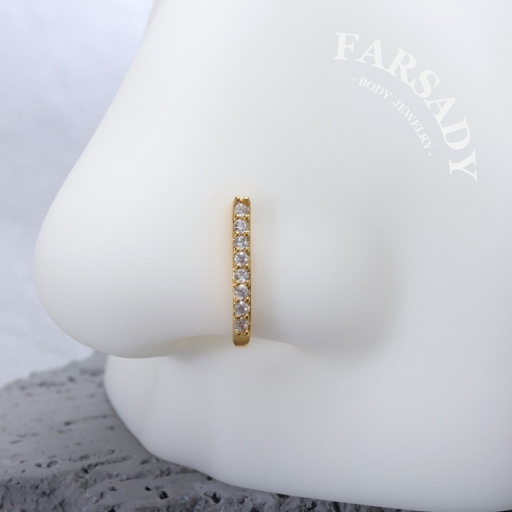 Silver Luminous Bar - 925 Silver Fake Nose Ring / Fit Non-Pierced Nose Ring