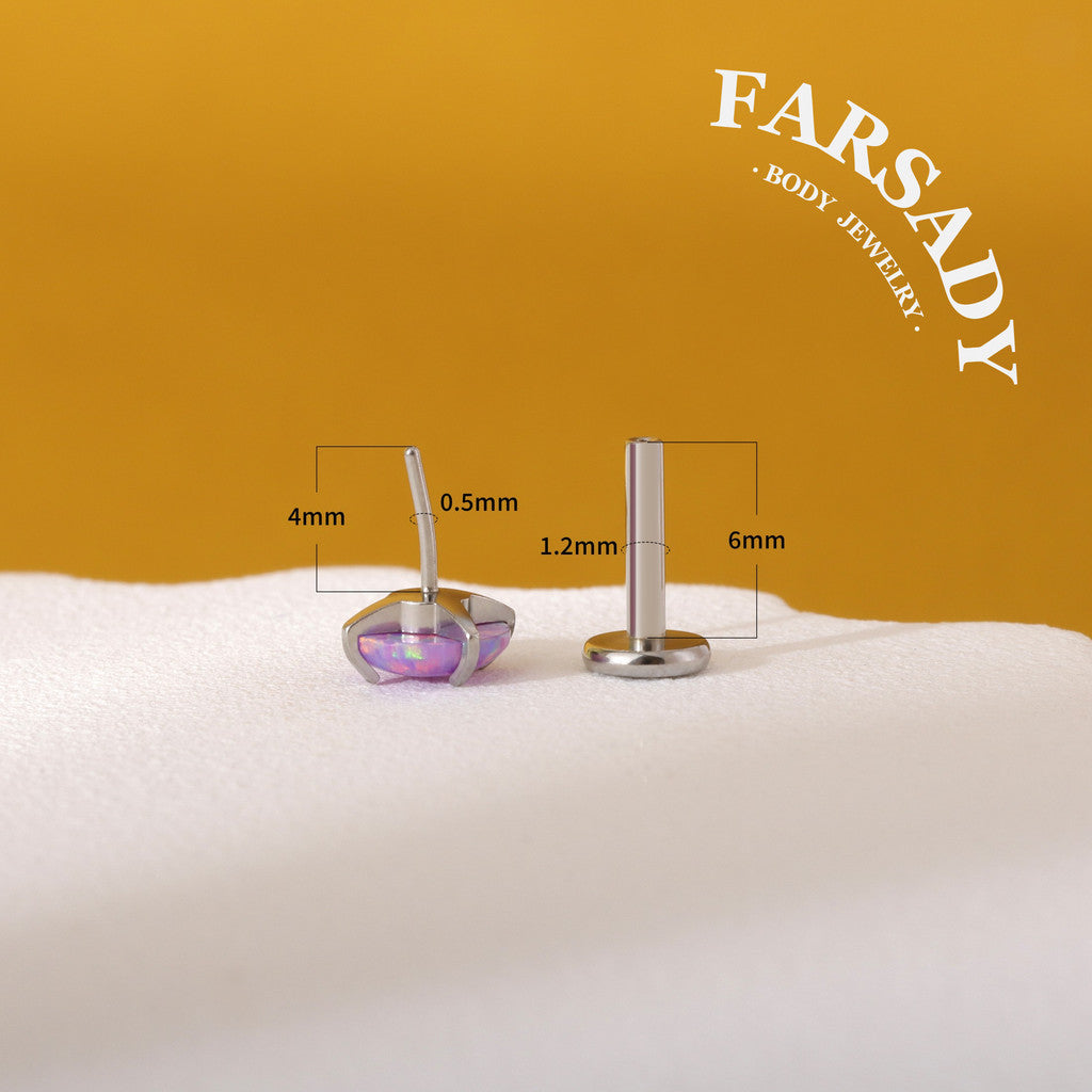 Opal Nebula - F136 Titanium Purple Opal Replacement Tops / Fits Threadless Ear Studs
