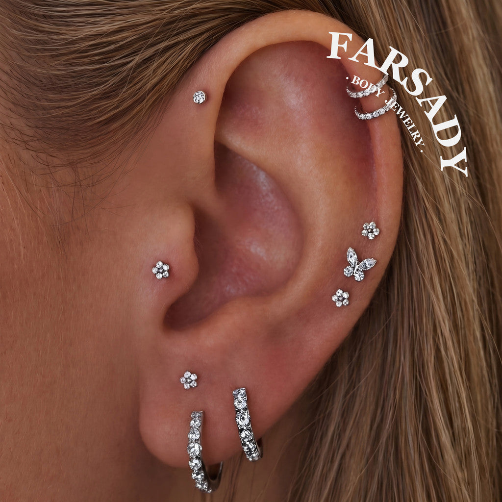 Petal Spark - F136 Titanium Replacement Tops / Fits Internal Thread Ear Studs
