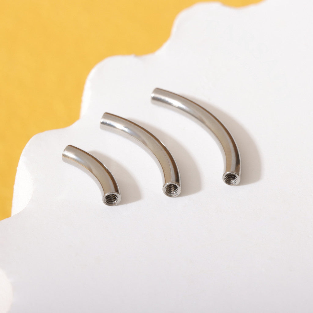 F136 Titanium Curved Navel Post - 14G Internally Threaded Belly Button Bar
