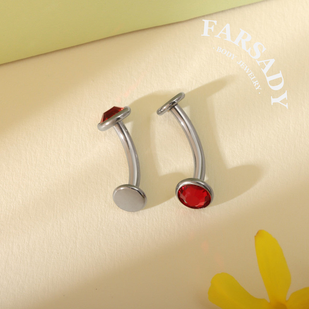 14G Titanium Red CZ Floating Belly Button Ring 6/8/10/12/14mm Internally Threaded Navel Ring Waterproof Body Piercing Daily Wear Gift for Her