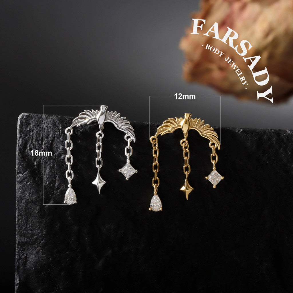 Aether Raven - 925 Silver Threadless Stud / Fits Cartilage Helix Tragus Lobe Earring