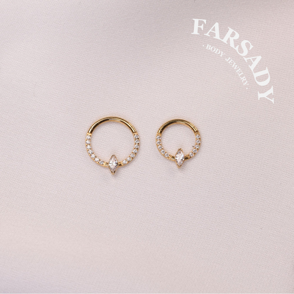Marquise Arc - ASTM F136 Titanium Hinged Clicker Hoop / Fits 16G Septum Ring Helix Conch Cartilage Earring