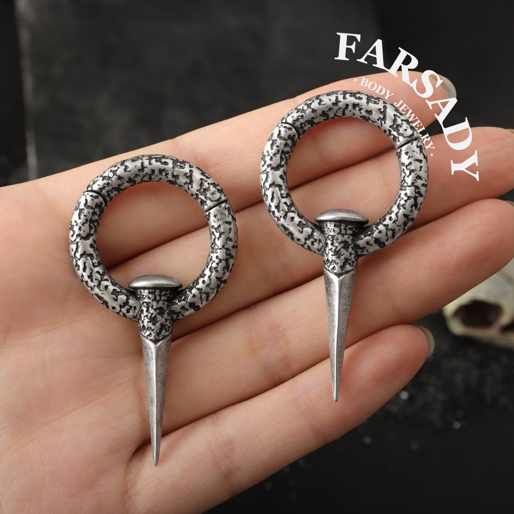 316L Steel Nail Ear Weights High Quality Ear Hanger Silvery Weighted Hoops 6G 4mm Ear Stretched Jewelry for Stretched Earlobe