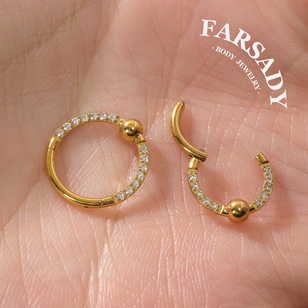 Bead Radiance - F136 Titanium Hinged Clicker Hoop / Fits 16G Septum Ring Helix Conch Cartilage Earring