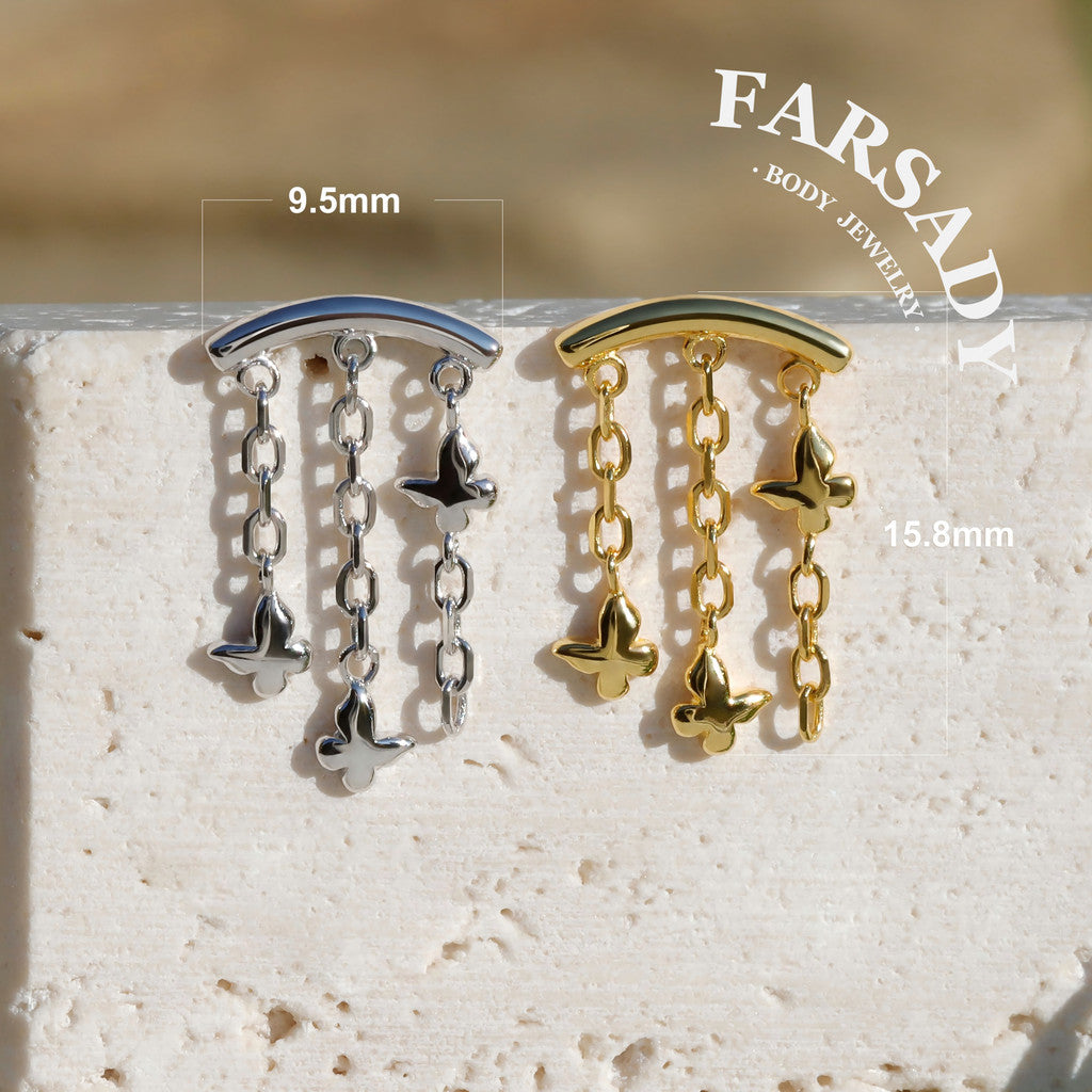 Butterfly Arch - 925 Silver Threadless Stud / Fits Cartilage Helix Tragus Lobe Earring