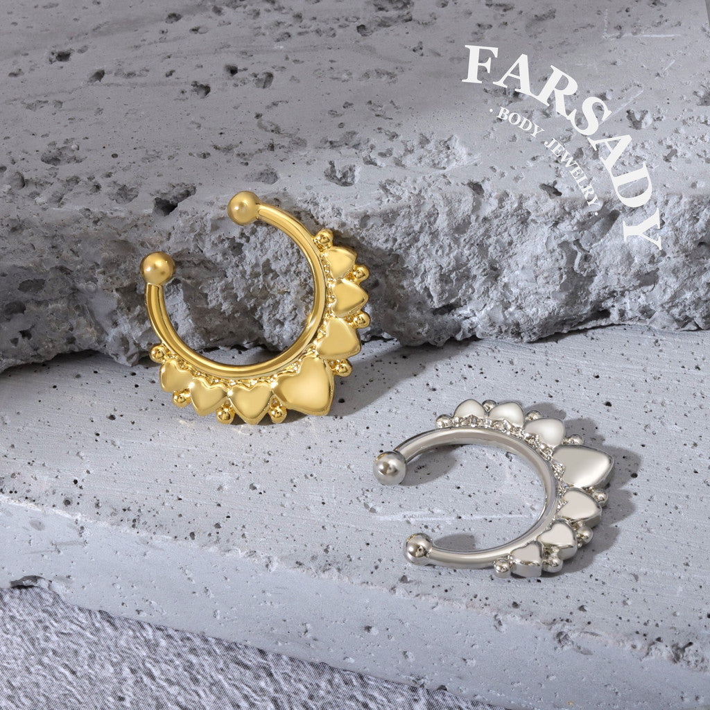 Love Garland - 316L Fake Nose Ring C-Hoop Piercing / Fit Non-Pierced Septum Ring
