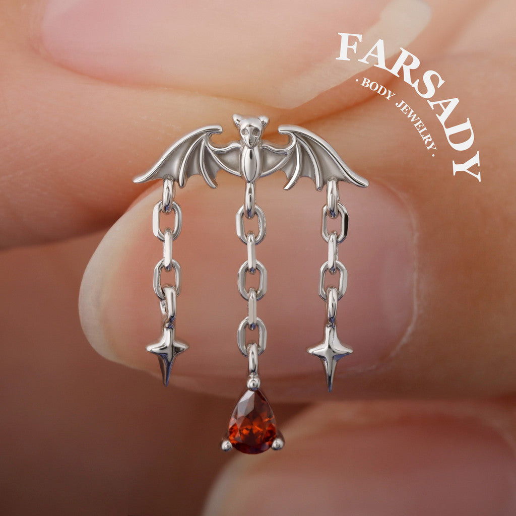 Dusk Wing Cascade - 925 Silver Threadless Stud / Fits Vertical Helix Hidden Rook Earring