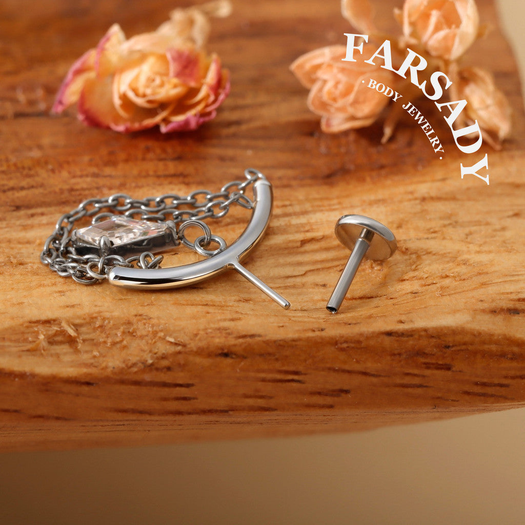 Mid Glint - F136 Titanium Threadless Stud / Fits Vertical Helix Hidden Rook Earring