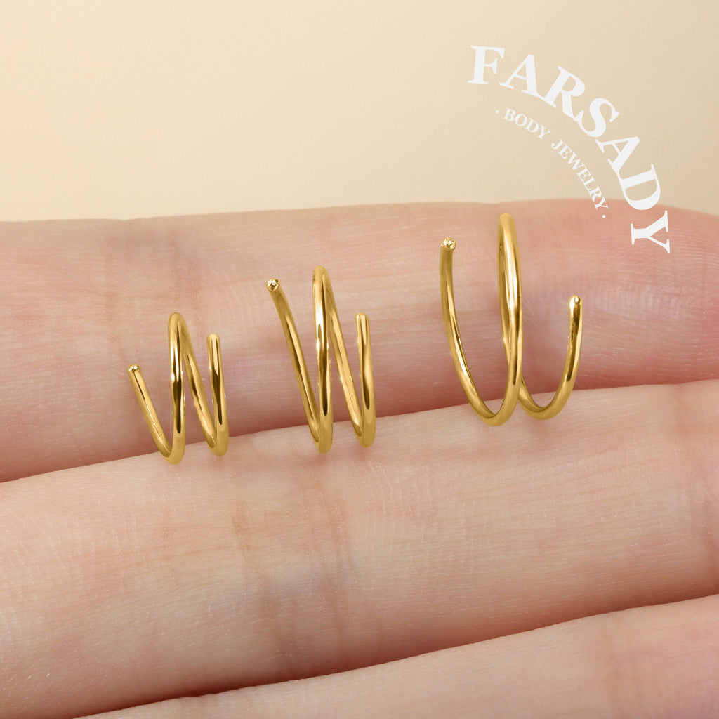 Double Wire - 925 Silver Spiral Hoop / Fit 20G Nose Ring Helix Earlobe Conch Earring