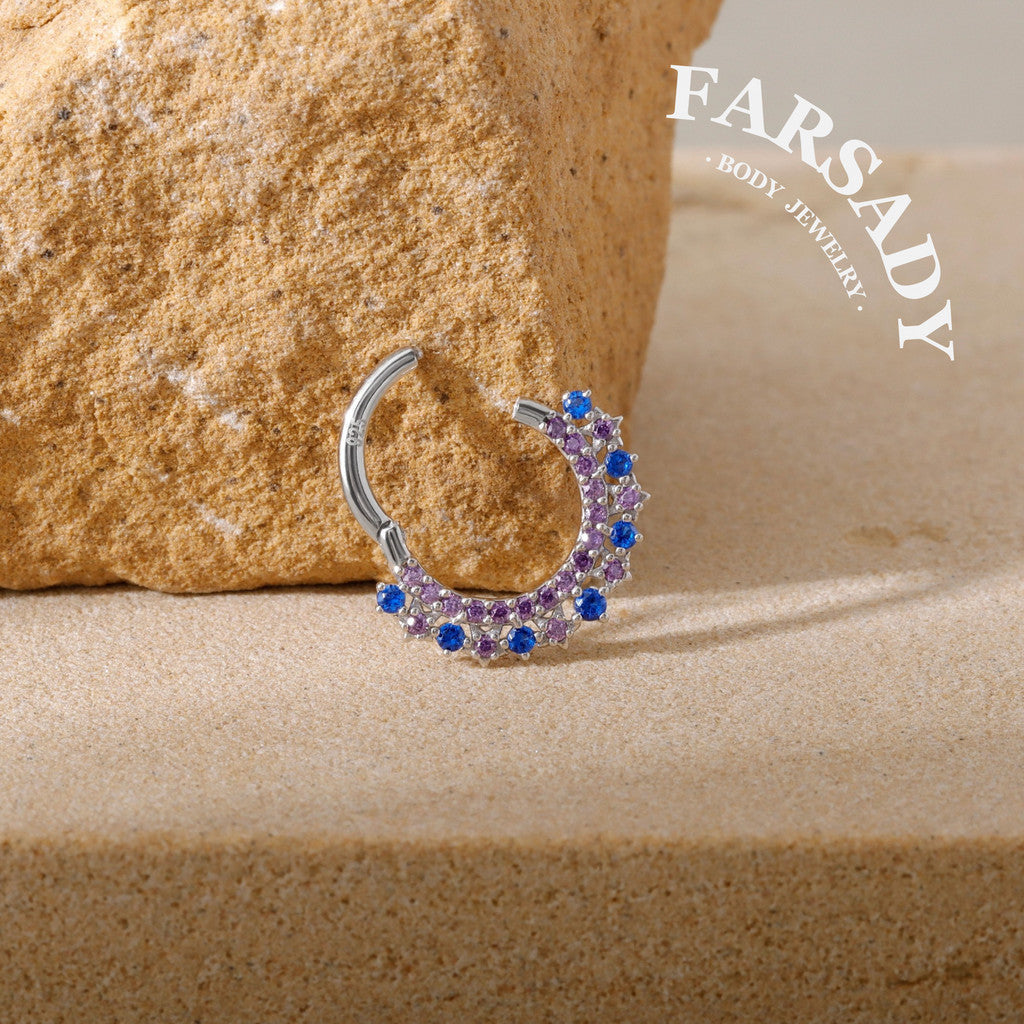 16G S925 Star sea Septum Ring, 16G Celestial Daith Hoop Earring, Sterling Silver Septum Clicker, Helix Ring Gold, Star Septum Piercing Jewelry | Sparkling Daily Wear with Gift Box