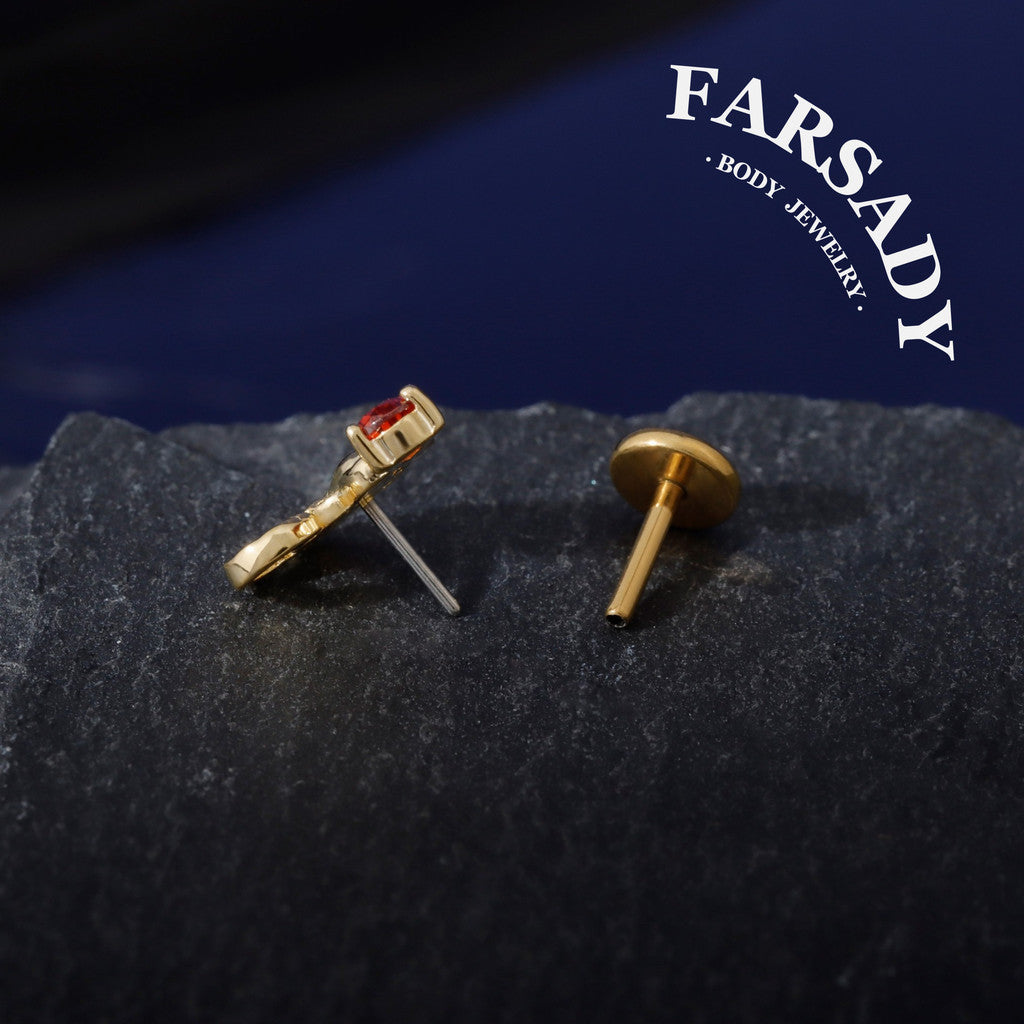 Venom Ruby Scorpion - F136 Titanium Threadless Stud / Fits Cartilage Helix Tragus Lobe Earring