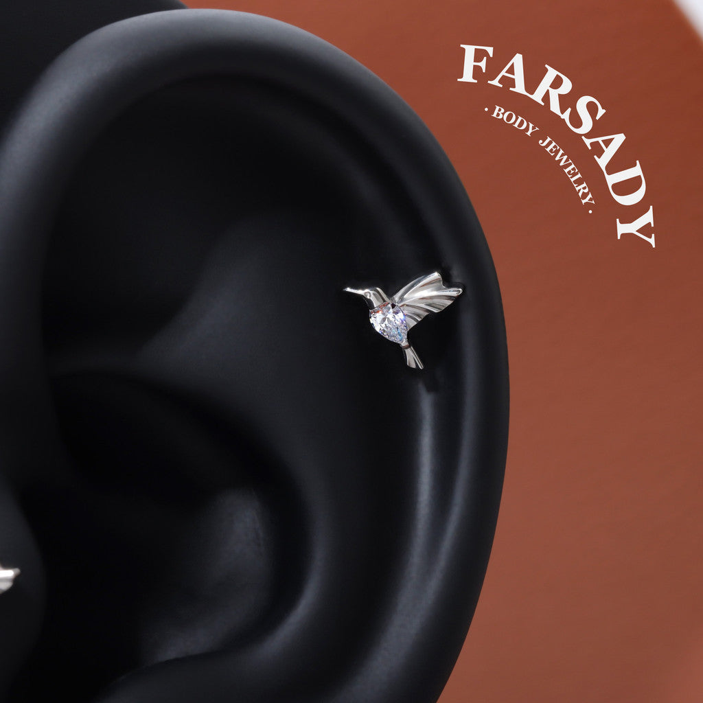 Gilded Hover - F136 Titanium Internally Threaded Stud / Fits Cartilage Helix Tragus Lobe Nostril Piercing