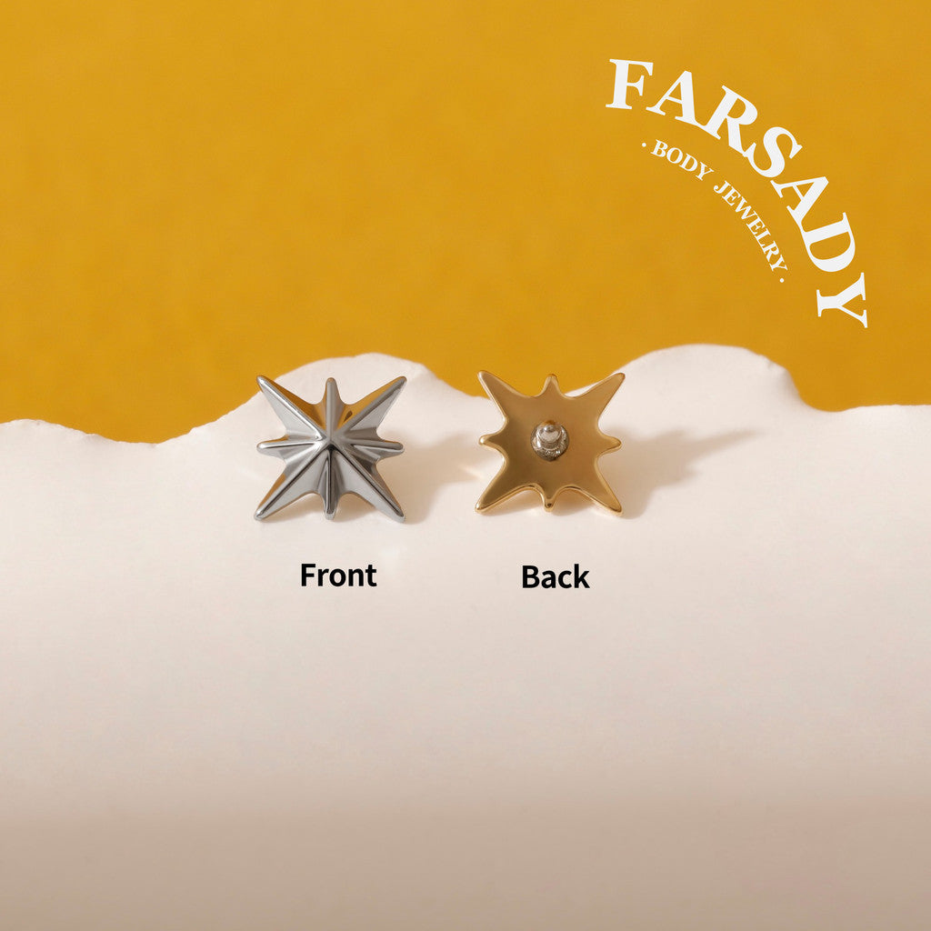 Octagram Lumen - F136 Titanium Replacement Tops / Fits Internal Thread Ear Studs