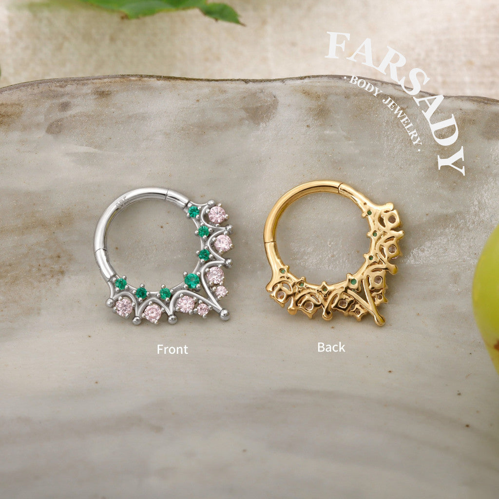 Sterling Silver Enchanted Starburst 16G Daith Earring Hoop, Sterling Silver Hoop Earrings, 8mm Daith Clicker, Helix Ring, Septum Ring, Septum Clicker Gold