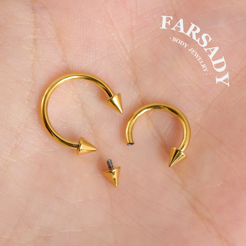 16G Titanium Point CBR Daith Earrings, Internally Threaded Nose Ring, Silver Gold 8mm 10mm Daith Helix Conch Hoop Earring, Horseshoe ring