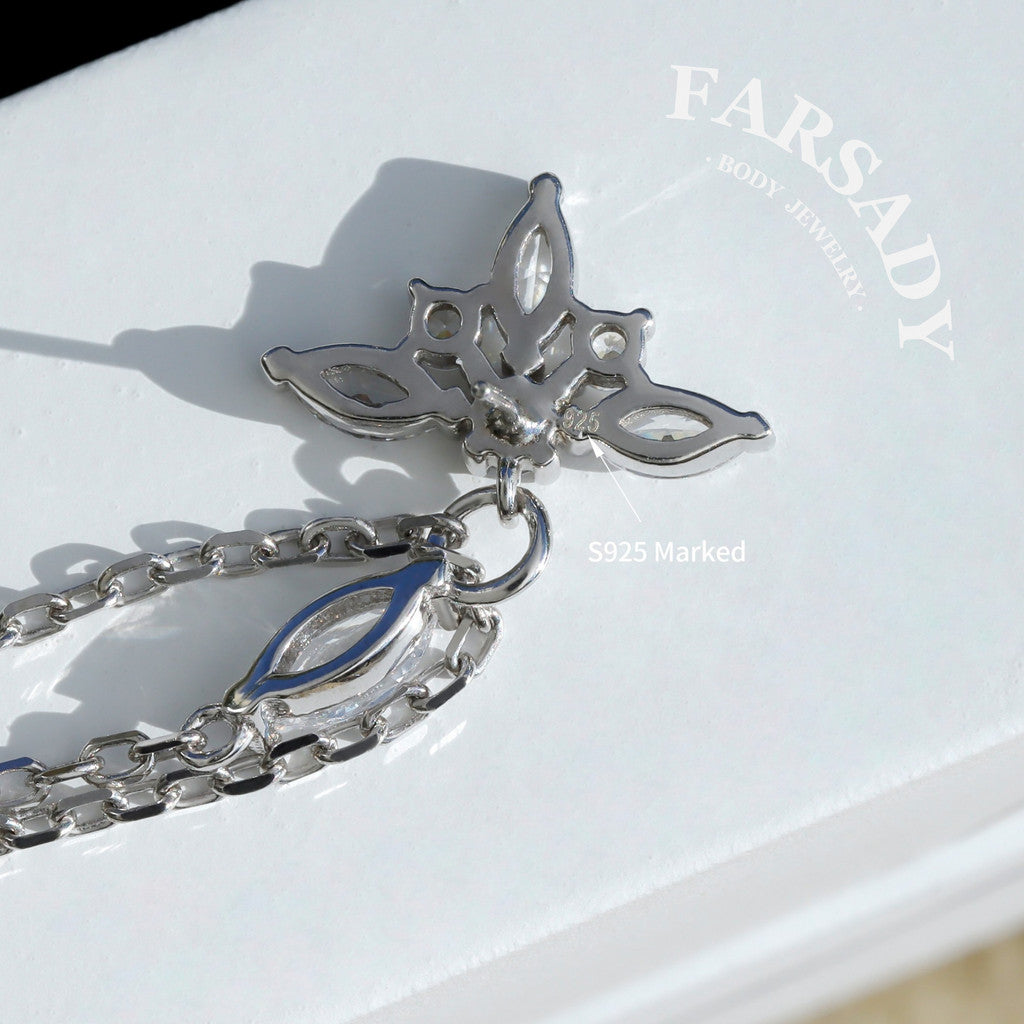 Petal Chain - 925 Silver Threadless Stud / Fits Cartilage Helix Tragus Lobe Earring
