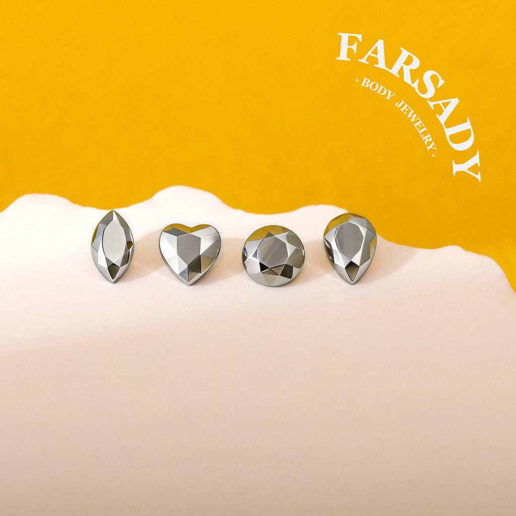 Sharp Cut Metal - F136 Titanium Replacement Tops / Fits Internal Thread Ear Studs