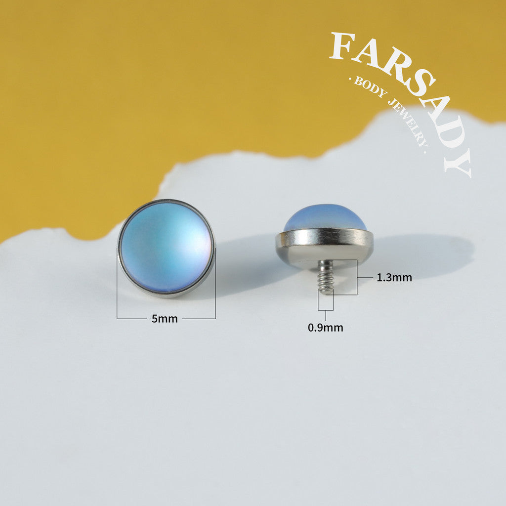 Pale Moon - F136 Titanium Moonstone Replacement Tops / Fits Internal Thread Ear Studs