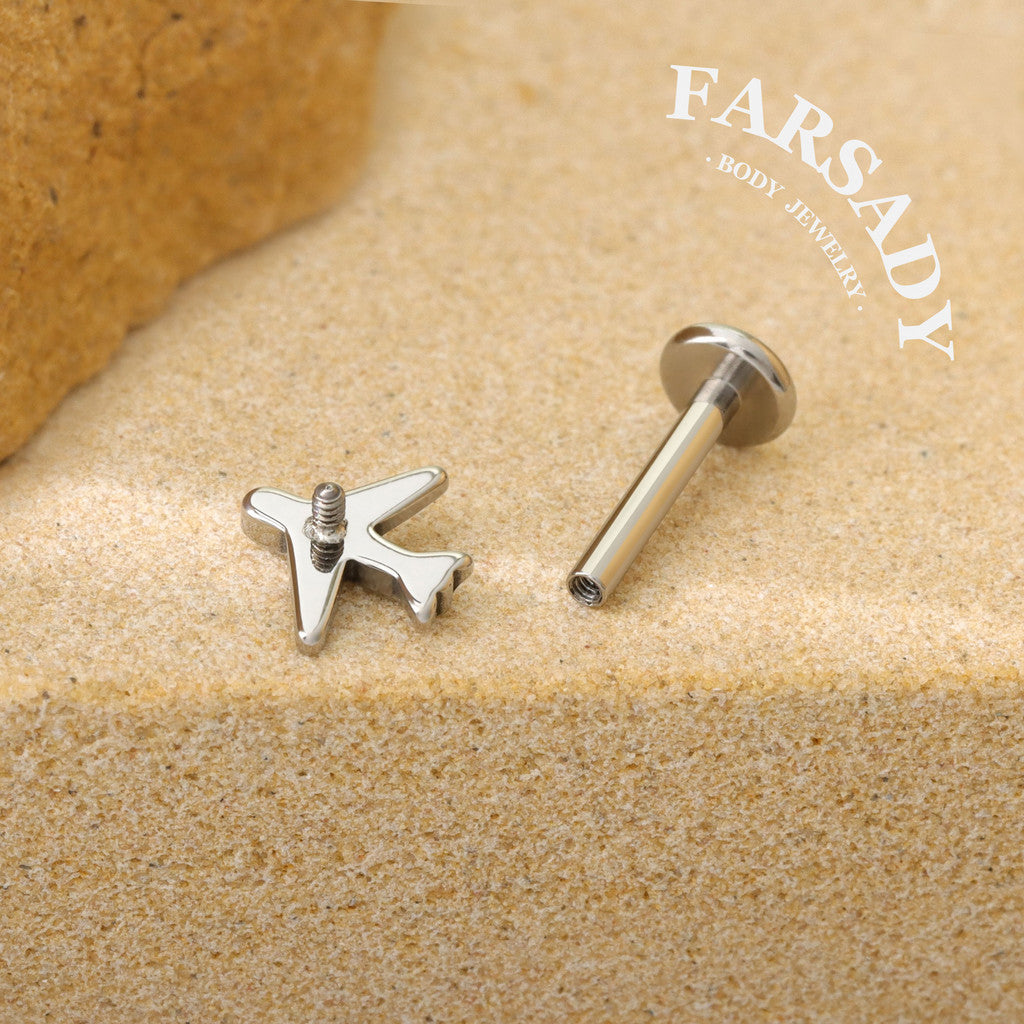 Sky Drift - F136 Titanium Internally Threaded Stud / Fits Cartilage Helix Tragus Lobe Nostril Piercing