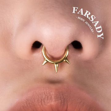 16G Titanium Triple Spike Hinged Septum Ring, Punk Style Segment Hoop, Spiked Daith & Nose Clicker Piercing Jewelry in Silver & Gold, Daily Wear with Gift Box
