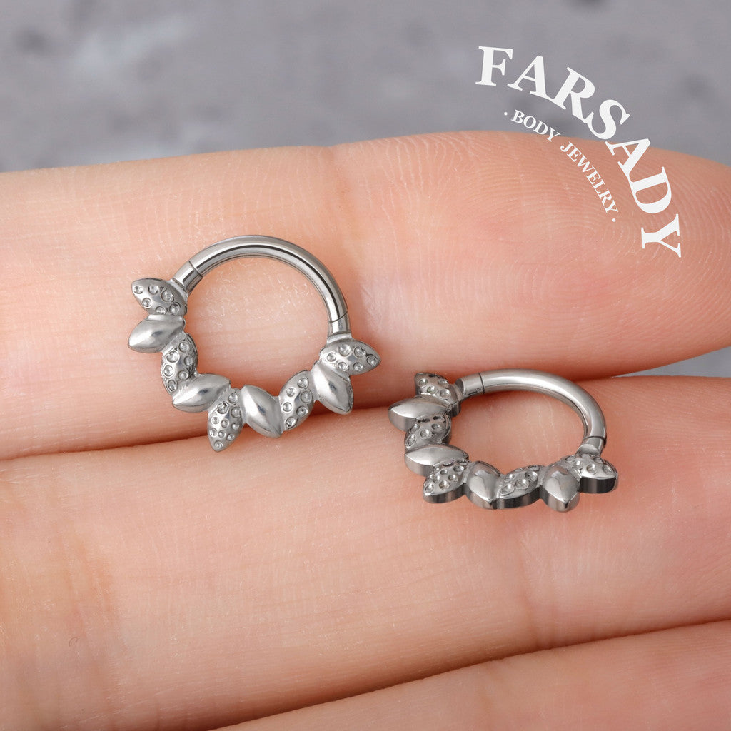 Seed Wreath - F136 Titanium Hinged Clicker Hoop / Fits 16G Septum Ring Helix Conch Cartilage Earring