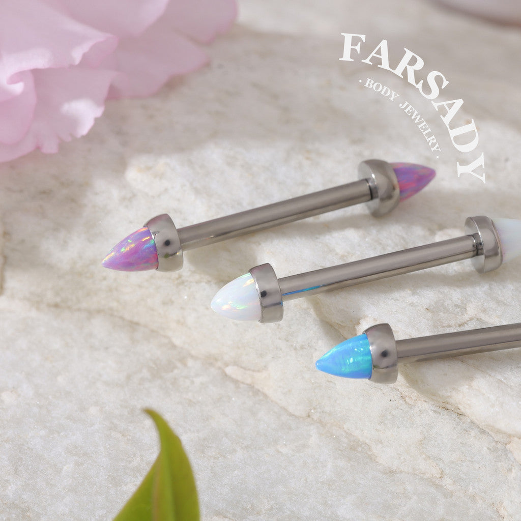 Opal Spike Bolt - F136 Titanium Internally Threaded Straight Barbell / Fits 16G Nose Bridge Chest Piercing