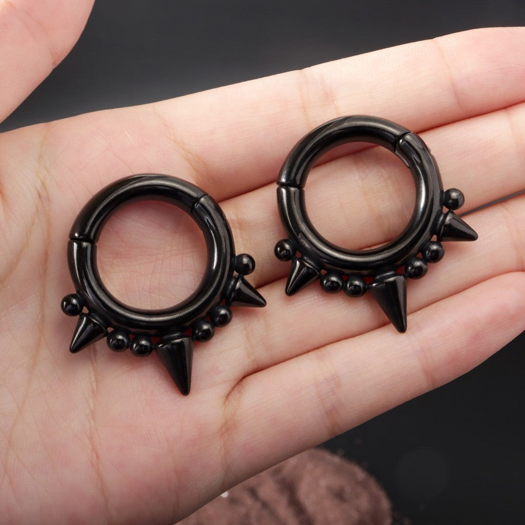 Spikes Ear Weights Hanger with Magnetic Clasp/2G Heavy Ear Stretchered Hoop/ 6mm Ear Gauges/ Stretched Earrings/ Steel Ear Hanger
