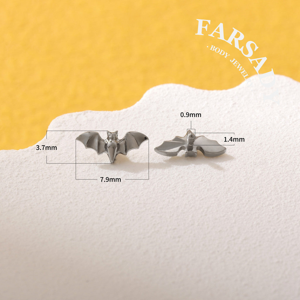 Nocturne Wing - F136 Titanium Internally Threaded Stud / Fits Cartilage Helix Tragus Lobe Nostril Piercing