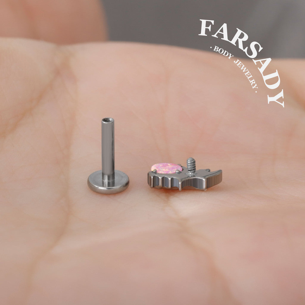 Rose Orb Dragon - F136 Titanium Internally Threaded Stud / Fits Cartilage Helix Tragus Lobe Nostril Piercing