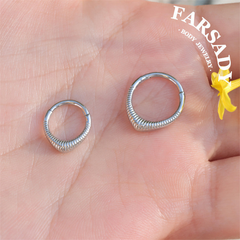 Drop V - 316L Hinged Clicker Hoop / Fits 16G Septum Ring Helix Conch Cartilage Earring / Elegant Minimal Piercing, Hypoallergenic Jewelry for Sensitive Skin
