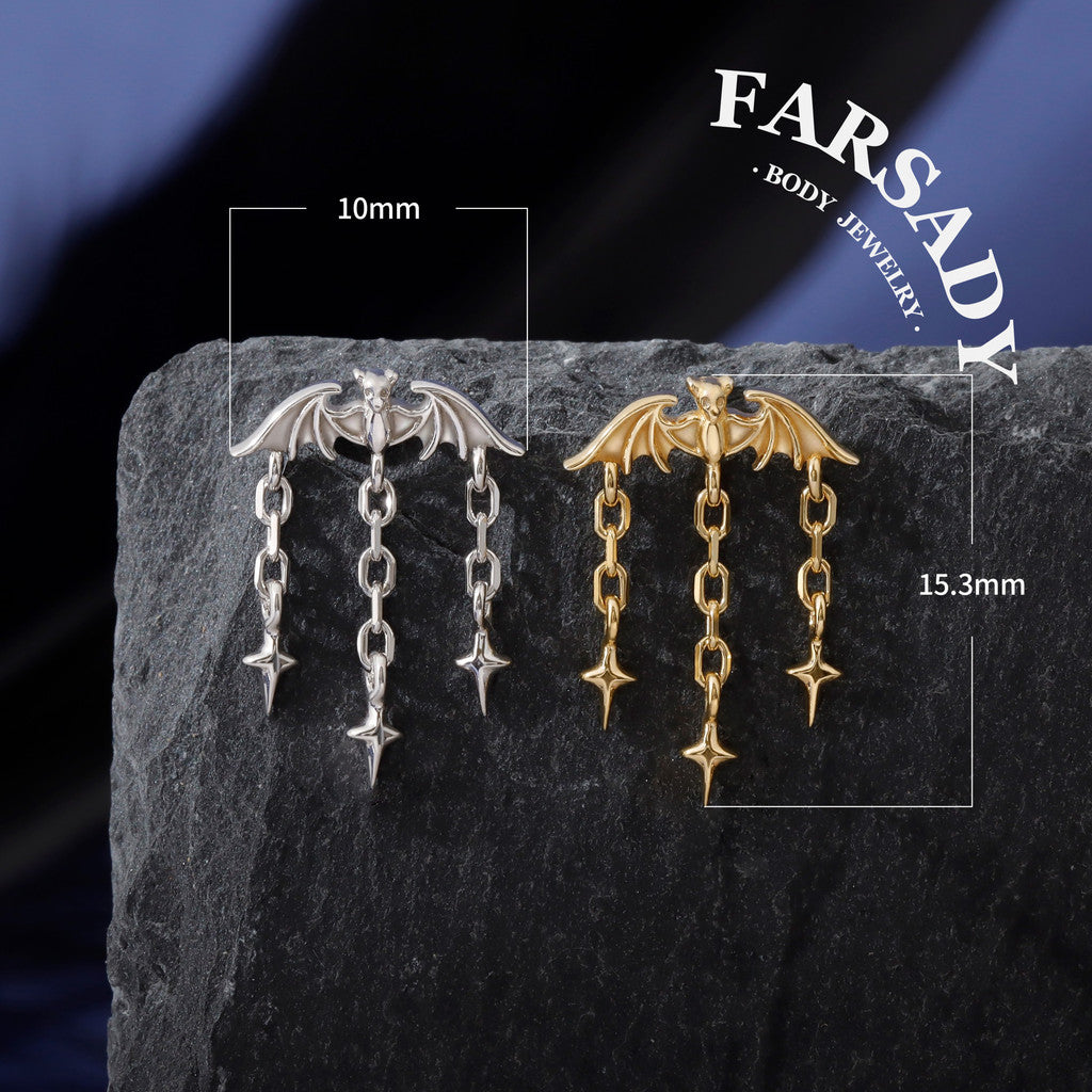 Bat Star Dangle Hidden Helix Earring