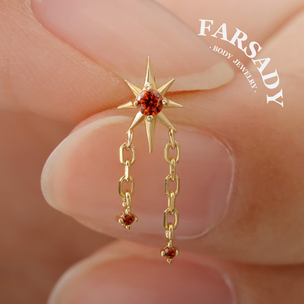 Red Celestial Star Threadless Labret Stud