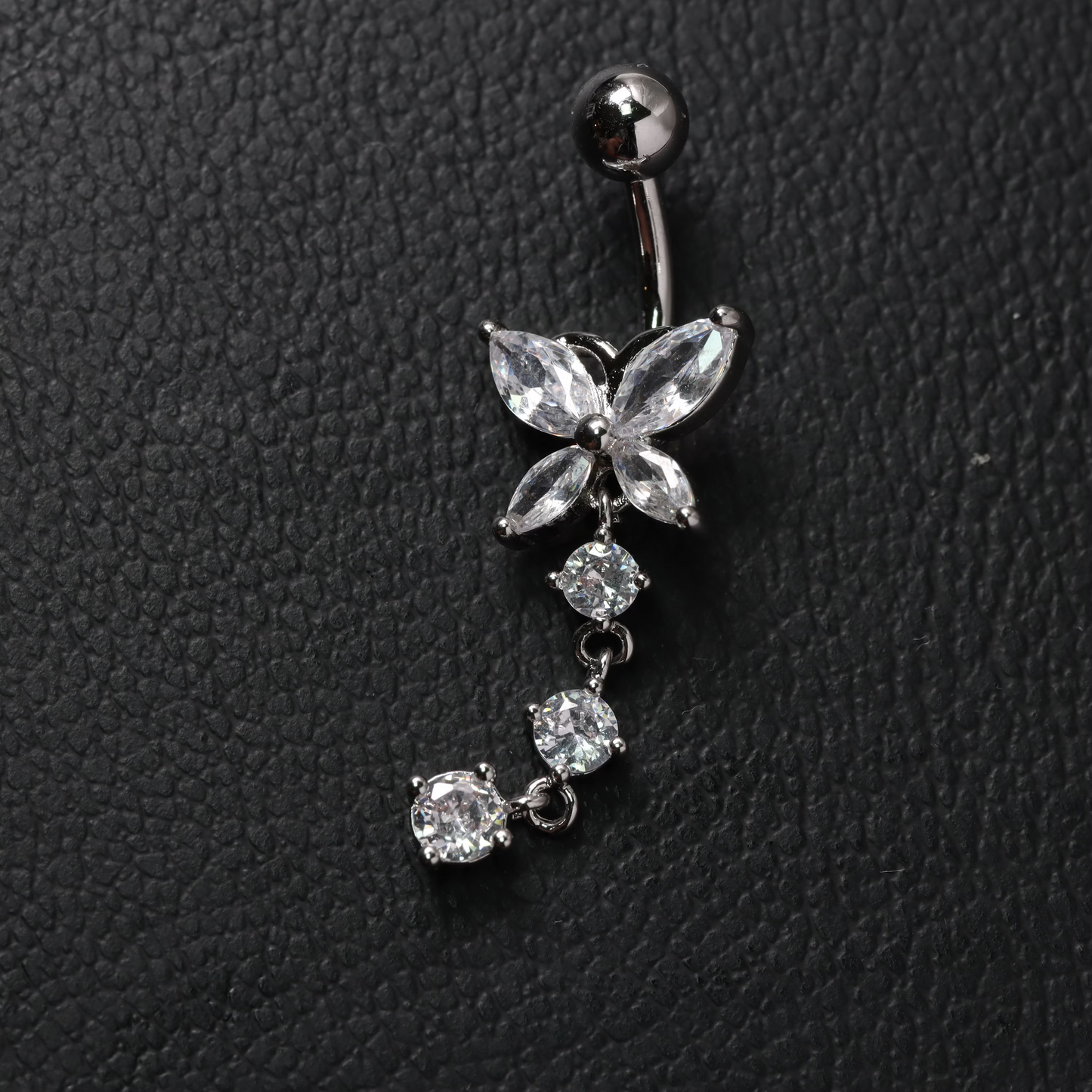 14G Surgical Steel Cystal Butterfly Belly Rings/ Zircon Dangle Navel Ring/ Butterfly Belly Piercing/ Belly Button Bar/ CZ Butterfly Jewelry Miss Vivi Jewelry