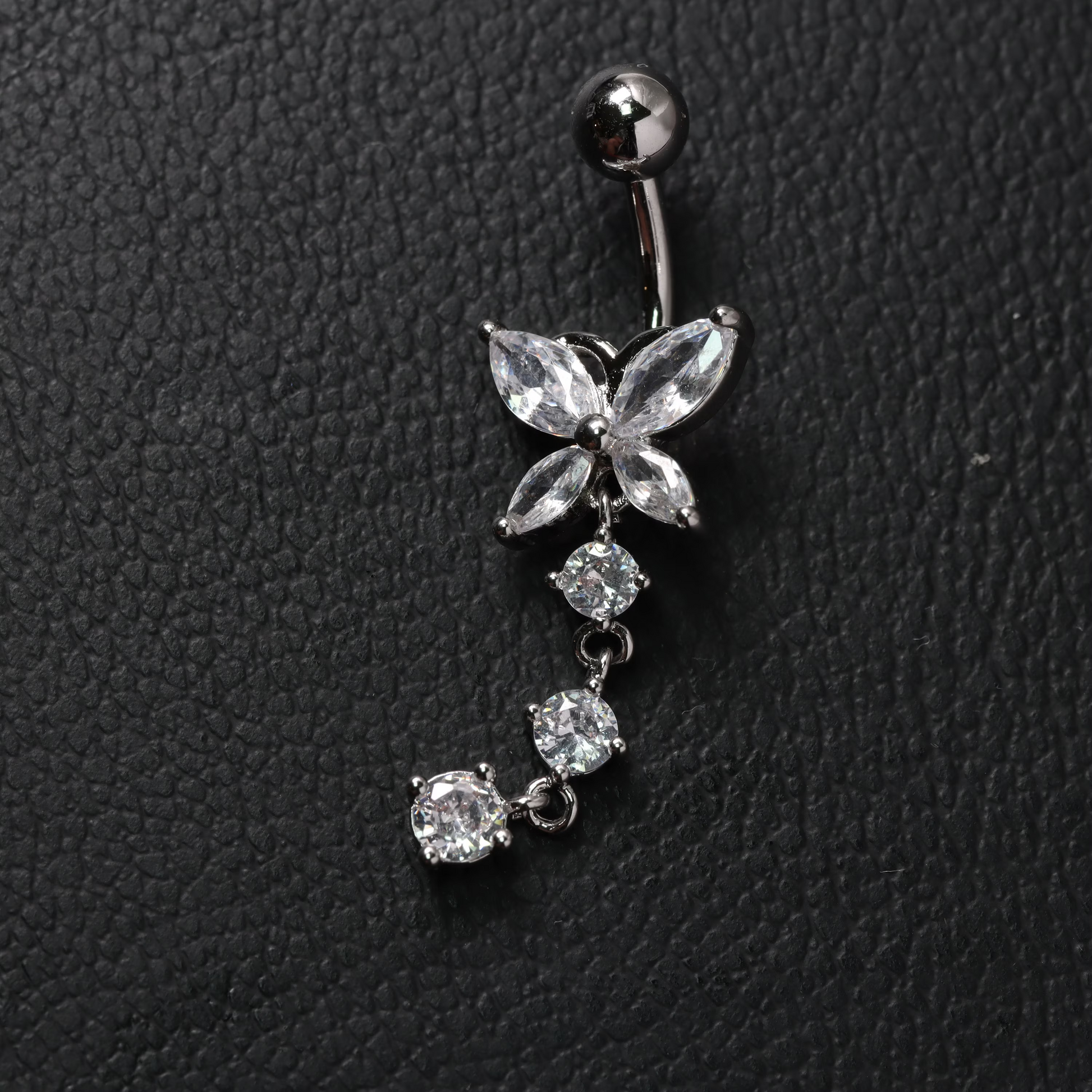 14G Surgical Steel Cystal Butterfly Belly Rings/ Zircon Dangle Navel Ring/ Butterfly Belly Piercing/ Belly Button Bar/ CZ Butterfly Jewelry Miss Vivi Jewelry
