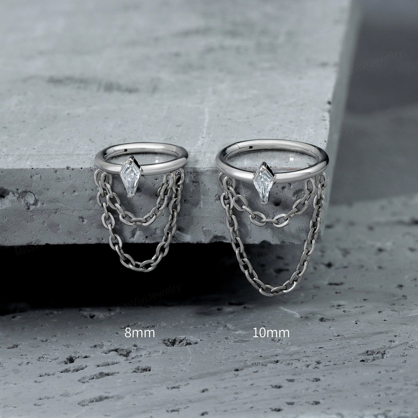 16G Titanium Helix Hoop Earring/ Cartilage Earring Hoop/ Silver Hoop Earrings/ Conch Earring/ Chain Dangle Earrings/ Helix Piercing Ring Miss Vivi Jewelry