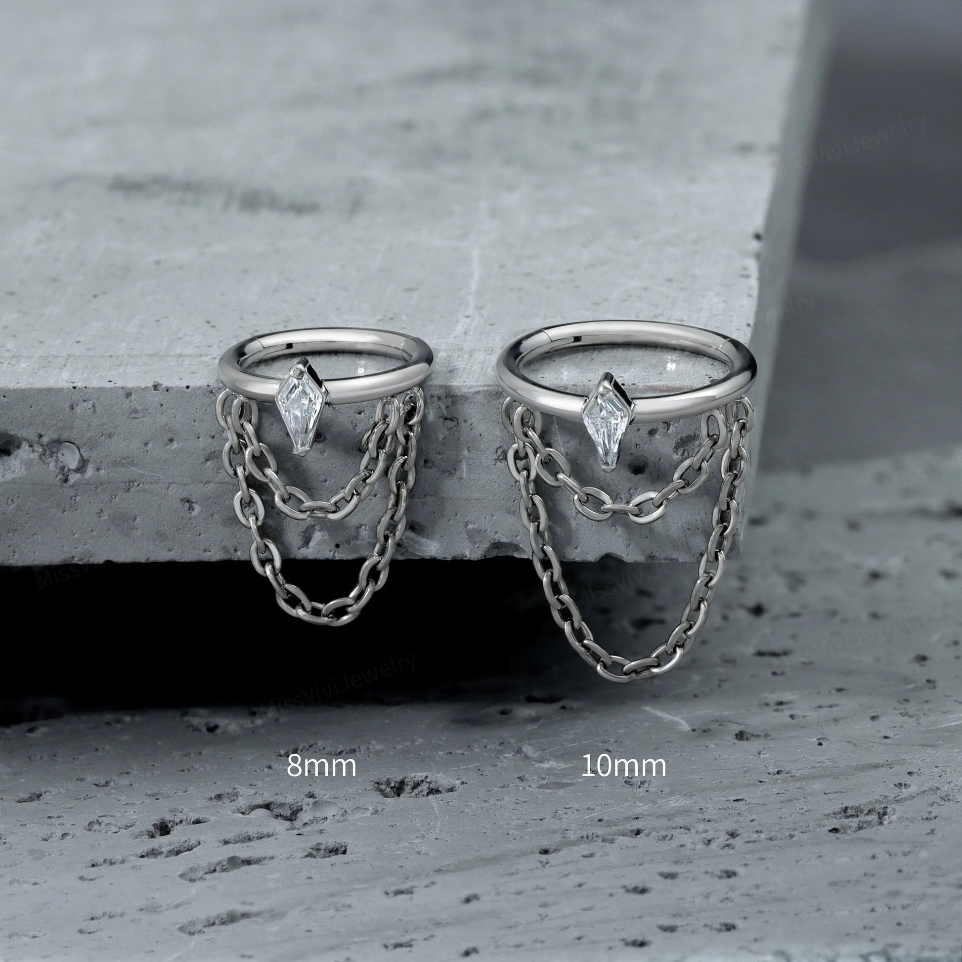 16G Titanium Helix Hoop Earring/ Cartilage Earring Hoop/ Silver Hoop Earrings/ Conch Earring/ Chain Dangle Earrings/ Helix Piercing Ring Miss Vivi Jewelry