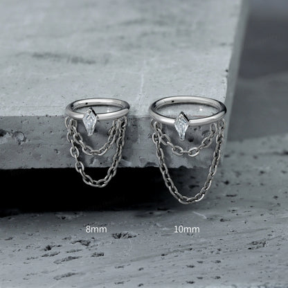 16G Titanium Helix Hoop Earring/ Cartilage Earring Hoop/ Silver Hoop Earrings/ Conch Earring/ Chain Dangle Earrings/ Helix Piercing Ring Miss Vivi Jewelry