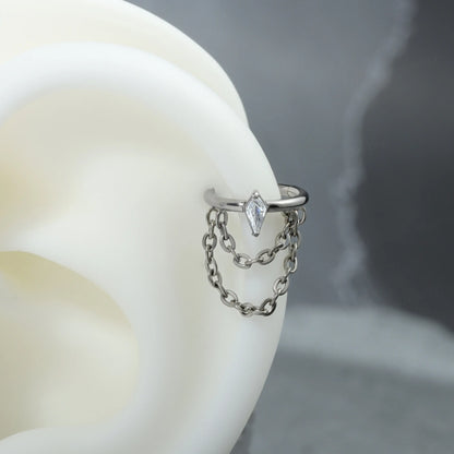 16G Titanium Helix Hoop Earring/ Cartilage Earring Hoop/ Silver Hoop Earrings/ Conch Earring/ Chain Dangle Earrings/ Helix Piercing Ring Miss Vivi Jewelry