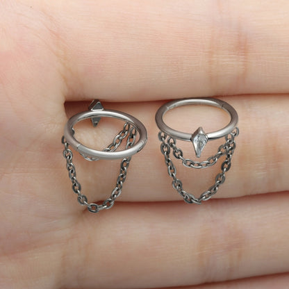 16G Titanium Helix Hoop Earring/ Cartilage Earring Hoop/ Silver Hoop Earrings/ Conch Earring/ Chain Dangle Earrings/ Helix Piercing Ring Miss Vivi Jewelry