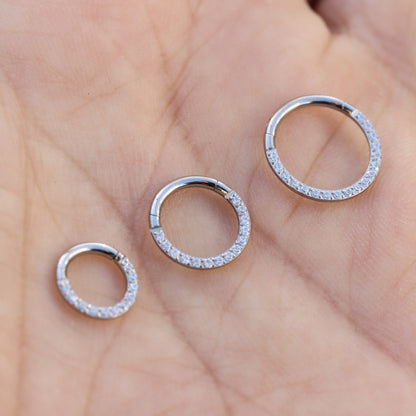 18G 316L Steel Crystal Nose Ring Clicker/ Nose Ring Hoop/ Hinged Nose Clicker/ Nostril Hoop Steel/ Silver Nose Hoop/Nose Piercing 1.0*8/10mm