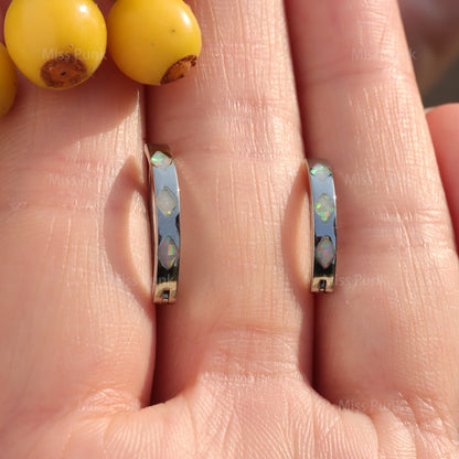 14G ASTM F136 Titanium Belly Button Clicker| Blue White Opal Navel Piercing Ring| Hinged Belly Ring|Navel Clicker|Curved Navel Barbell 1.6*10/12mm Miss Vivi Jewelry