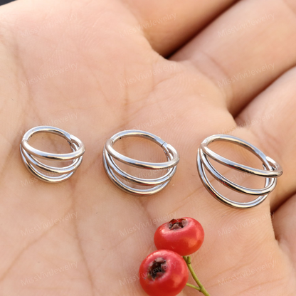 16G Titanium Triple Cartilage Earring Hoop/ Conch Earring Hoop/ Conch Piercing Jewelry/ Gold Conch Hoop/  Conch Piercing Ring 1.2*8/10/12mm Miss Vivi Jewelry