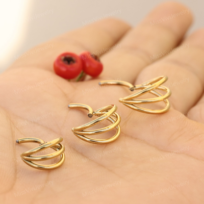 16G Titanium Triple Cartilage Earring Hoop/ Conch Earring Hoop/ Conch Piercing Jewelry/ Gold Conch Hoop/  Conch Piercing Ring 1.2*8/10/12mm Miss Vivi Jewelry