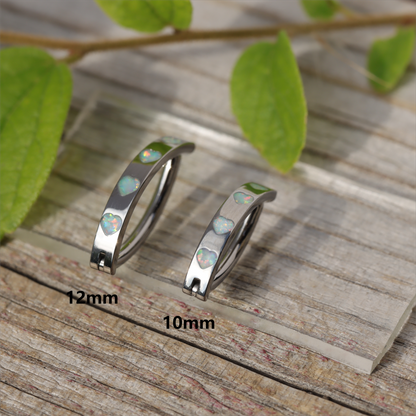 14G ASTM F136 Titanium Heart Opal Belly Button Clicker| Blue White Opal Navel Piercing Ring| Hinged Belly Ring|Navel Clicker|Curved Navel Barbell 1.6*10/12mm Miss Vivi Jewelry